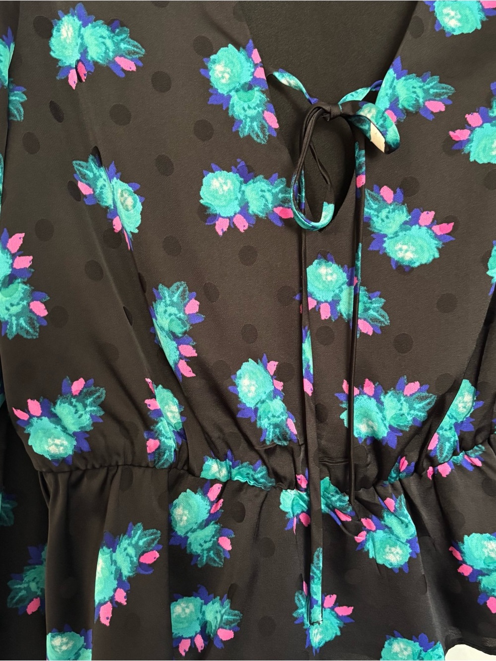 WAYF Floral Polka Dot Peplum Long Sleeve Blouse - Picture 4 of 6